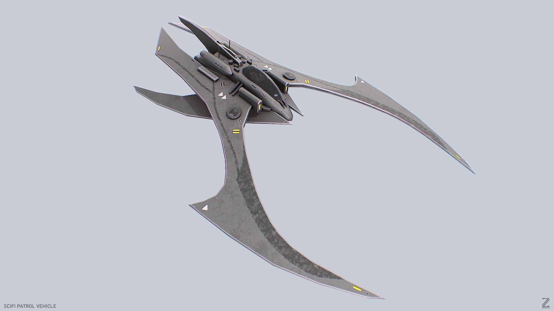 Scifi patrol vehicle Low-poly 3D model_7