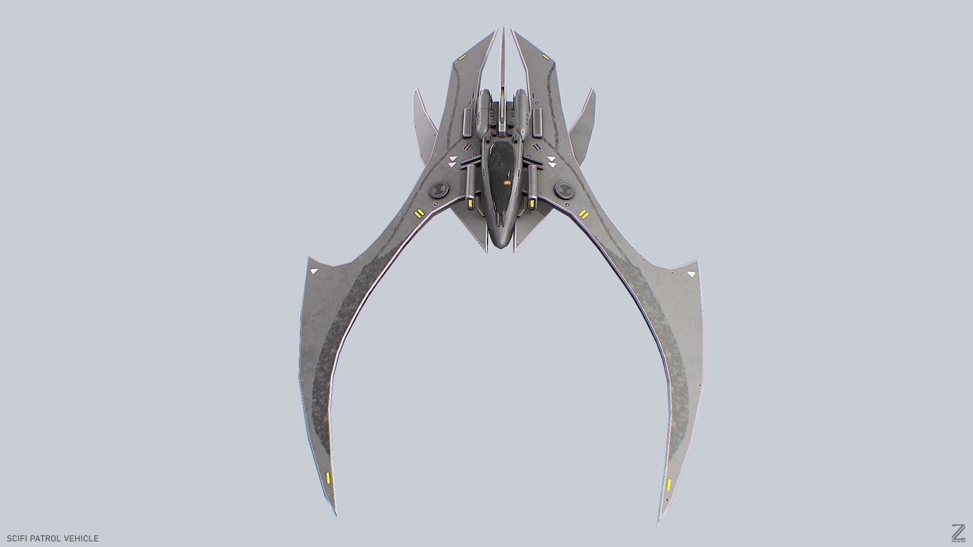 Scifi patrol vehicle Low-poly 3D model_8