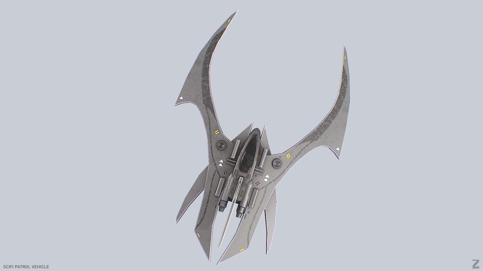 Scifi patrol vehicle Low-poly 3D model_6