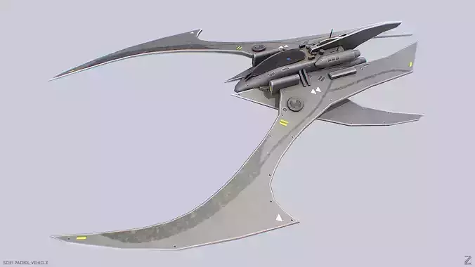 Scifi patrol vehicle Low-poly 3D model