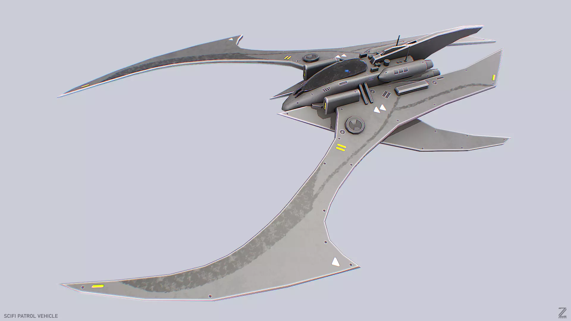 Scifi patrol vehicle Low-poly 3D model_0