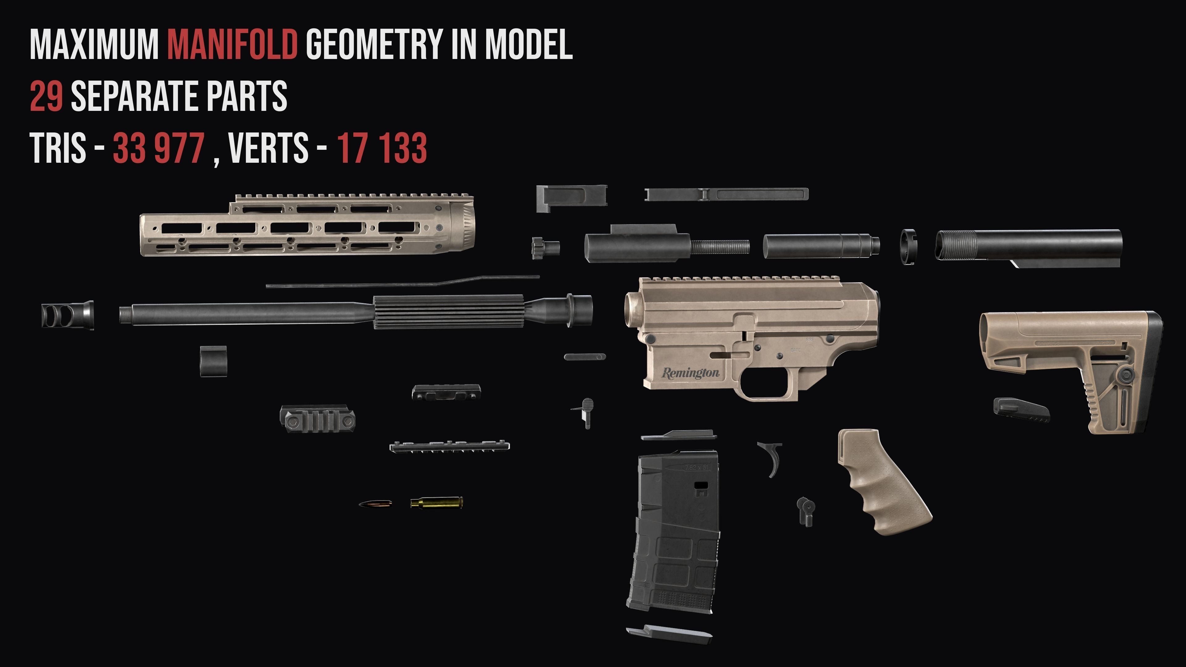 Modular Modern Sniper Rifles gun Weapon Pack 3D Model Collection_18