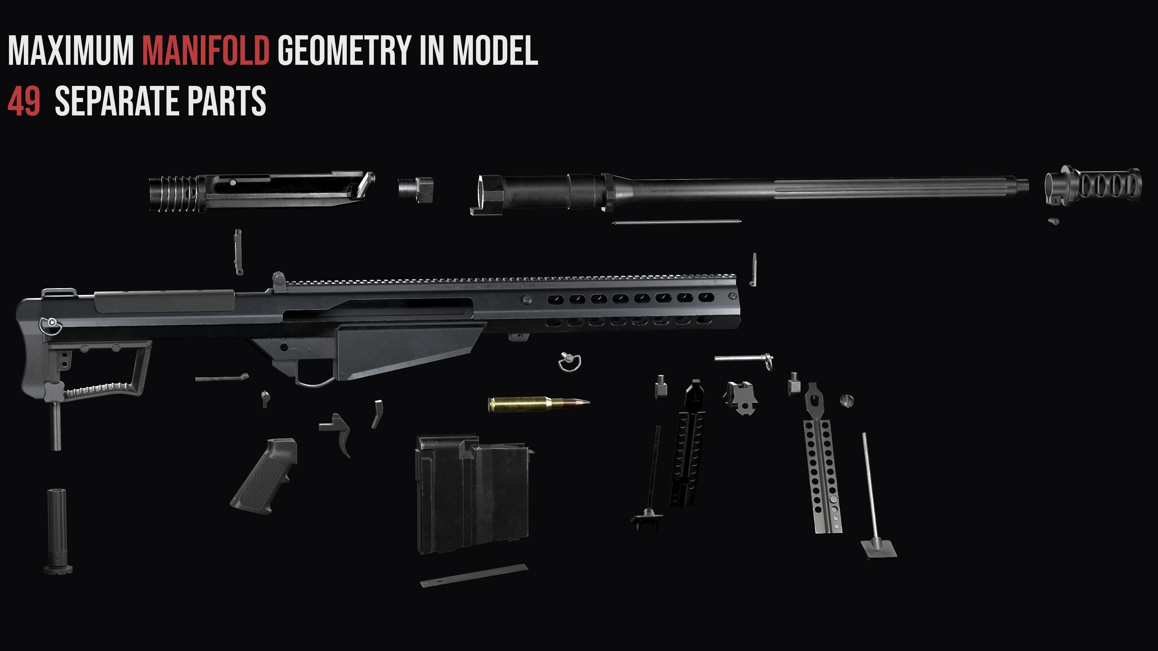 Modular Modern Sniper Rifles gun Weapon Pack 3D Model Collection_21