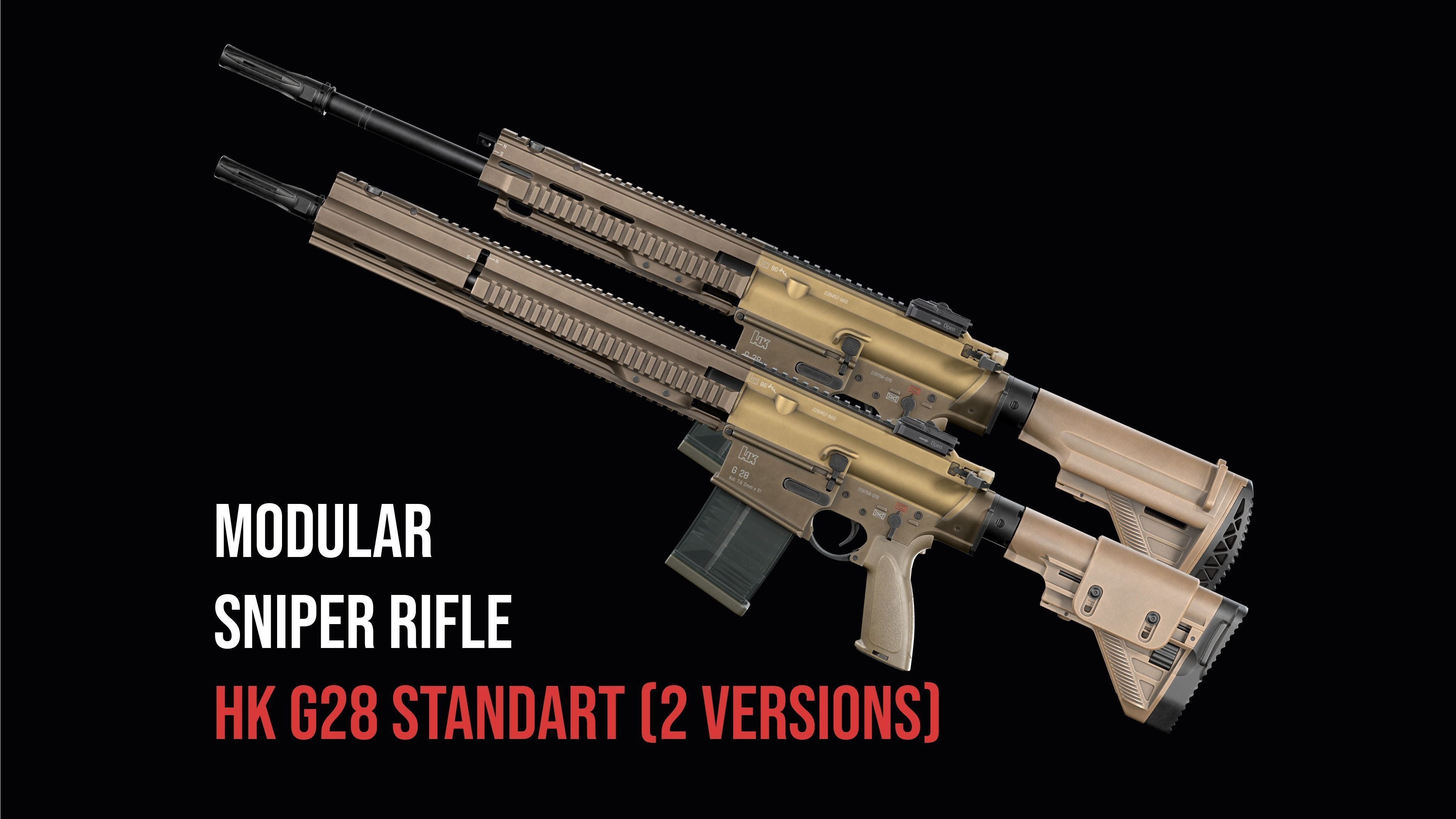 Modular Modern Sniper Rifles gun Weapon Pack 3D Model Collection_7