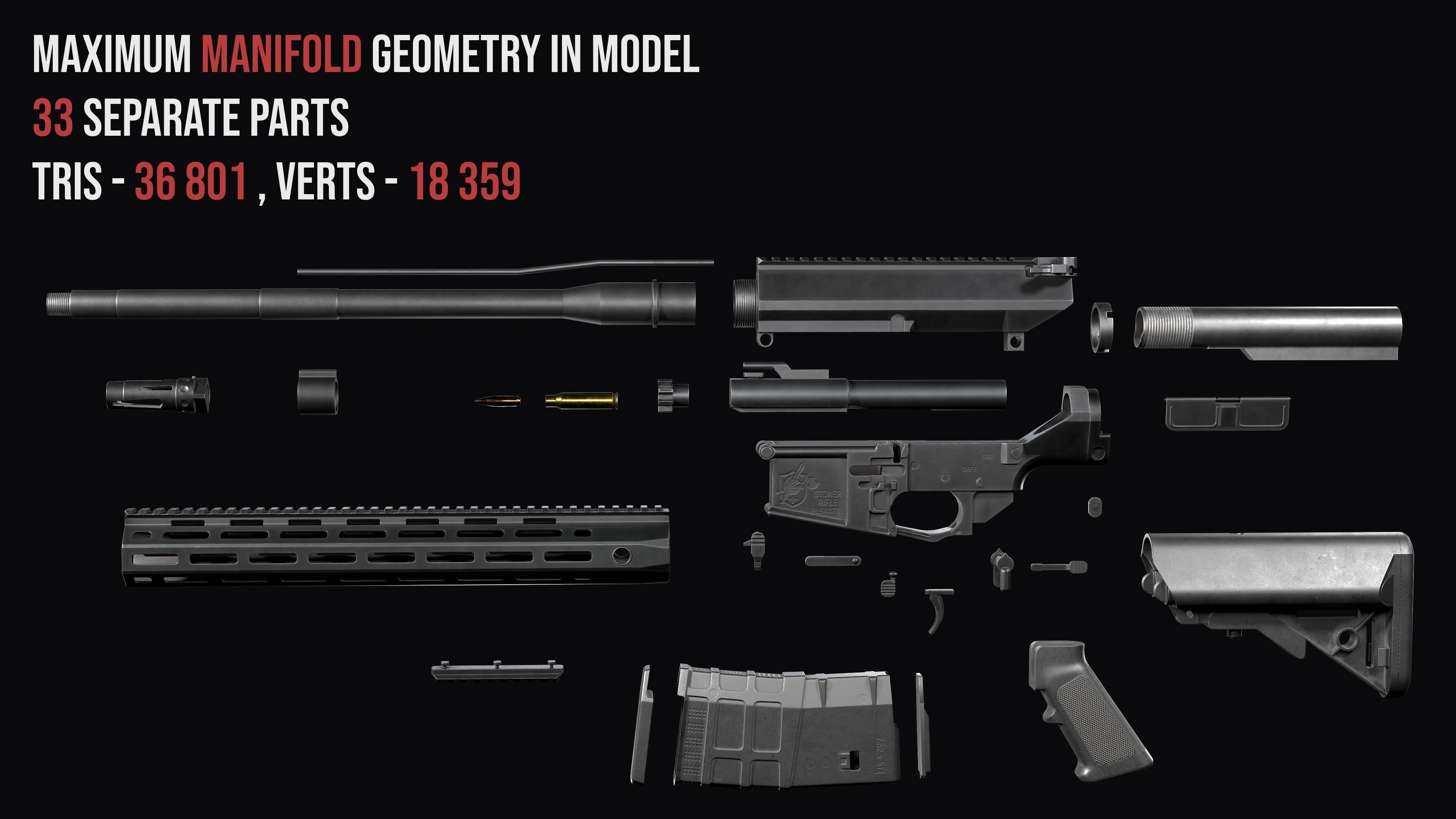 Modular Modern Sniper Rifles gun Weapon Pack 3D Model Collection_15