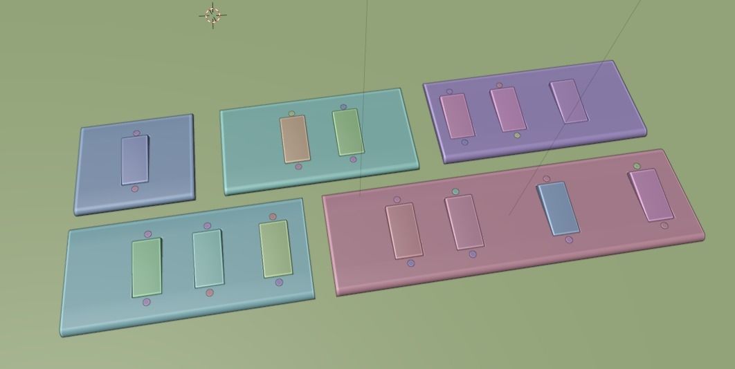 low poly 5 light  switches Low-poly 3D model_5