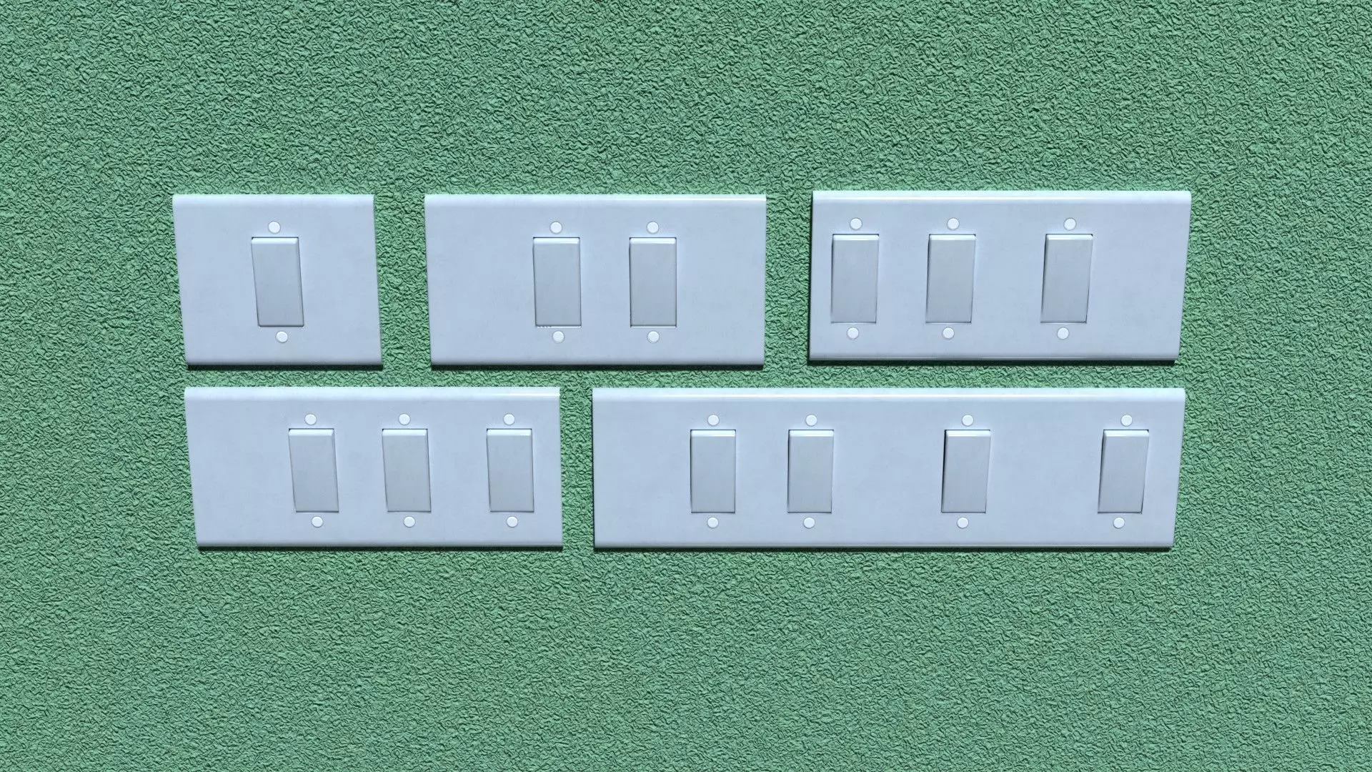 low poly 5 light  switches Low-poly 3D model_0