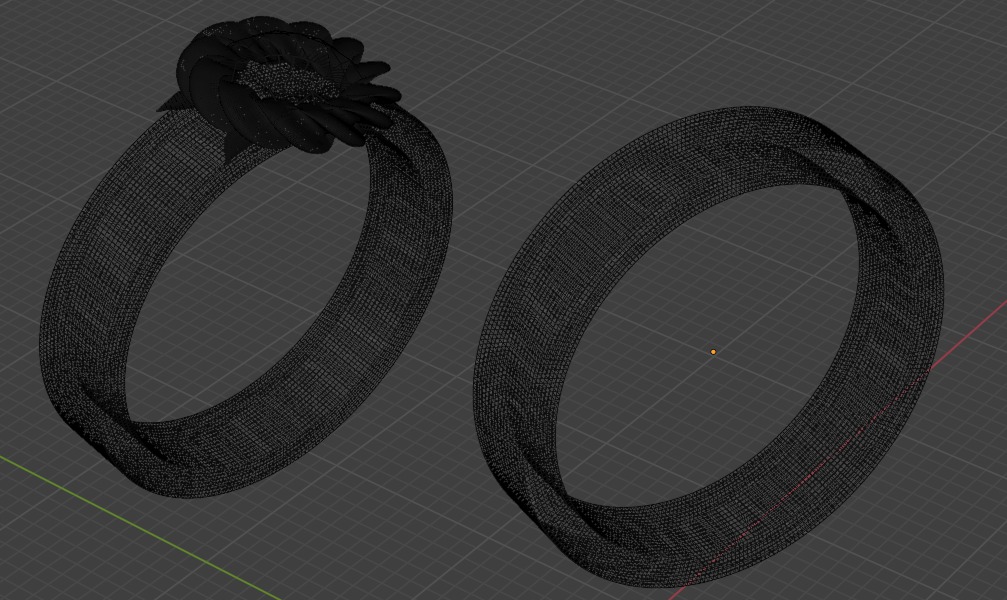 Gold Wedding ring with diamond 3D model_2