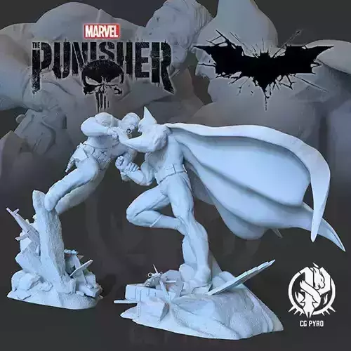 x2 Batman Vs Punisher STL 3d printing collectibles
