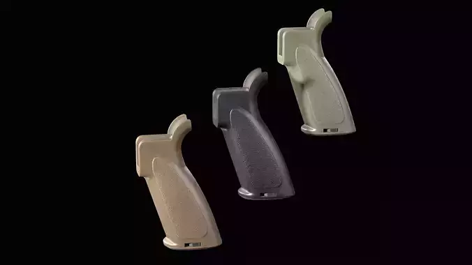 AR 10 AR 15 pistol grip HK Battle Grip Low-poly 3D model