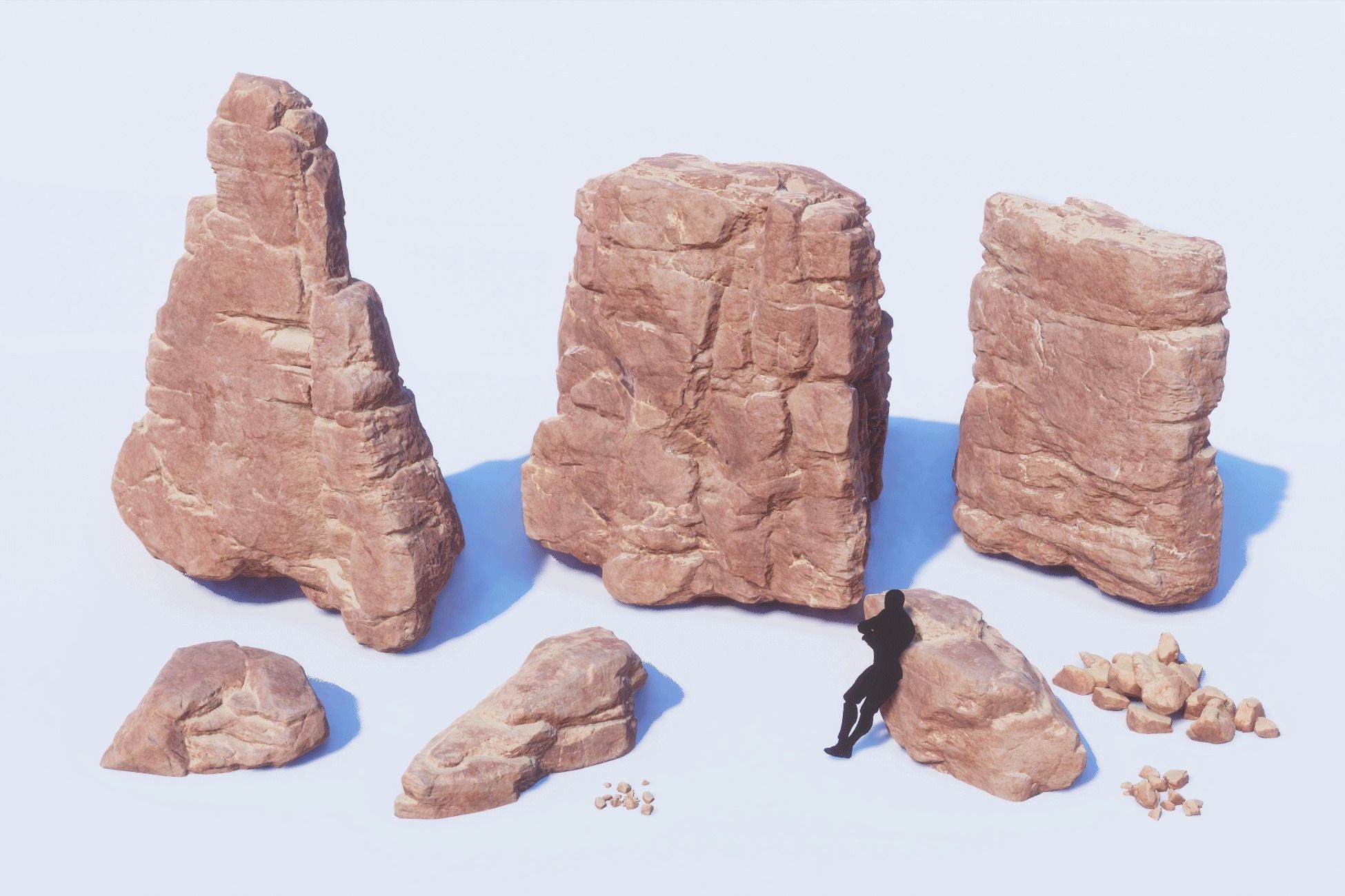 Desert Rocks and Cliffs UNITY Low-poly 3D model_10