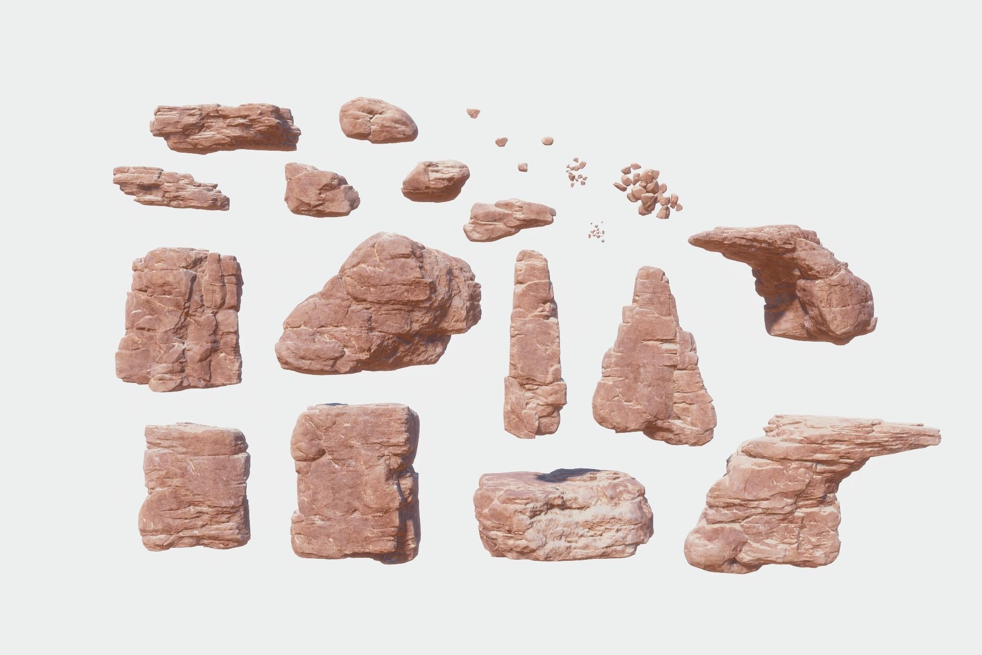 Desert Rocks and Cliffs UNITY Low-poly 3D model_9