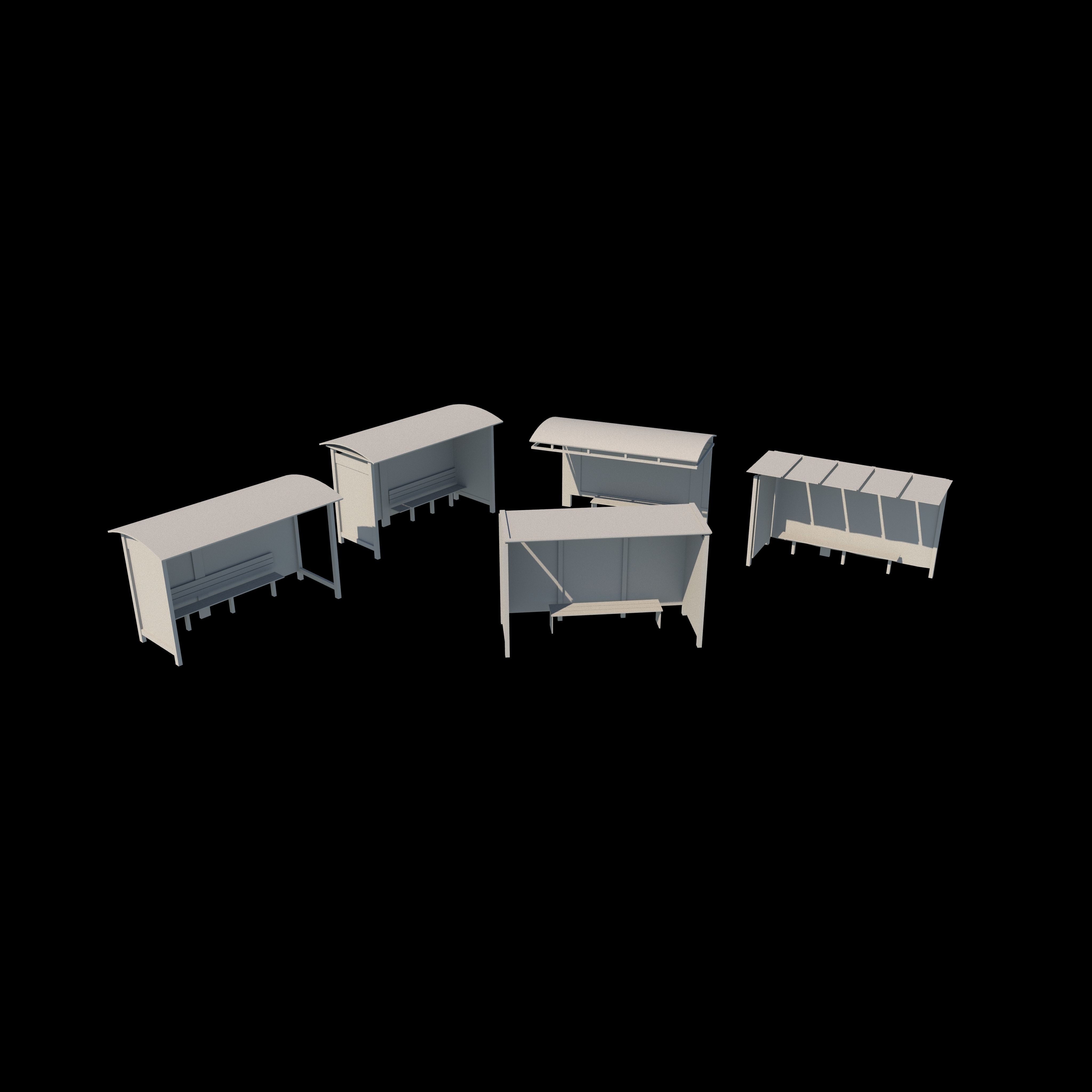 bus stop Low-poly 3D model_8