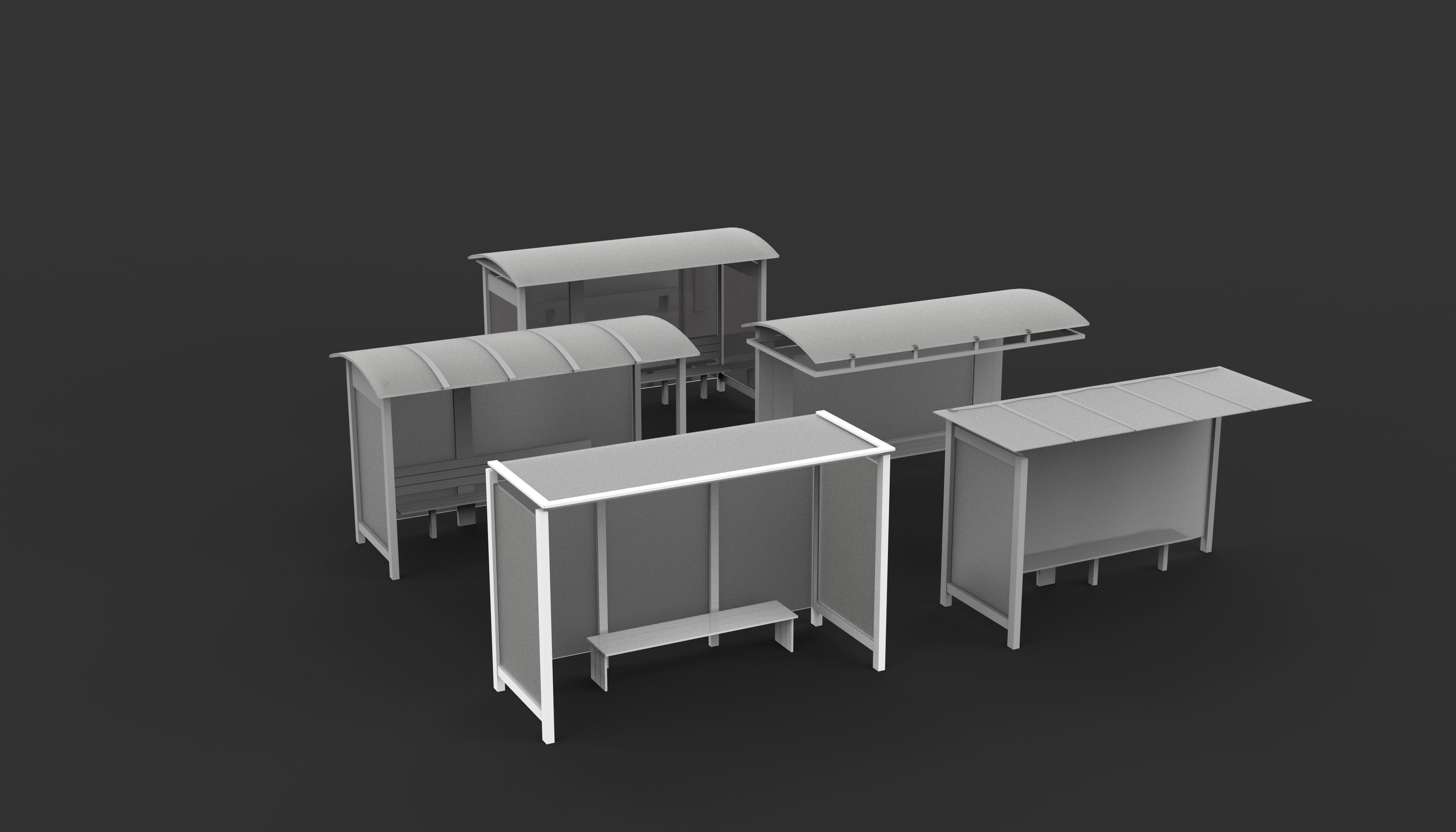 bus stop Low-poly 3D model_2