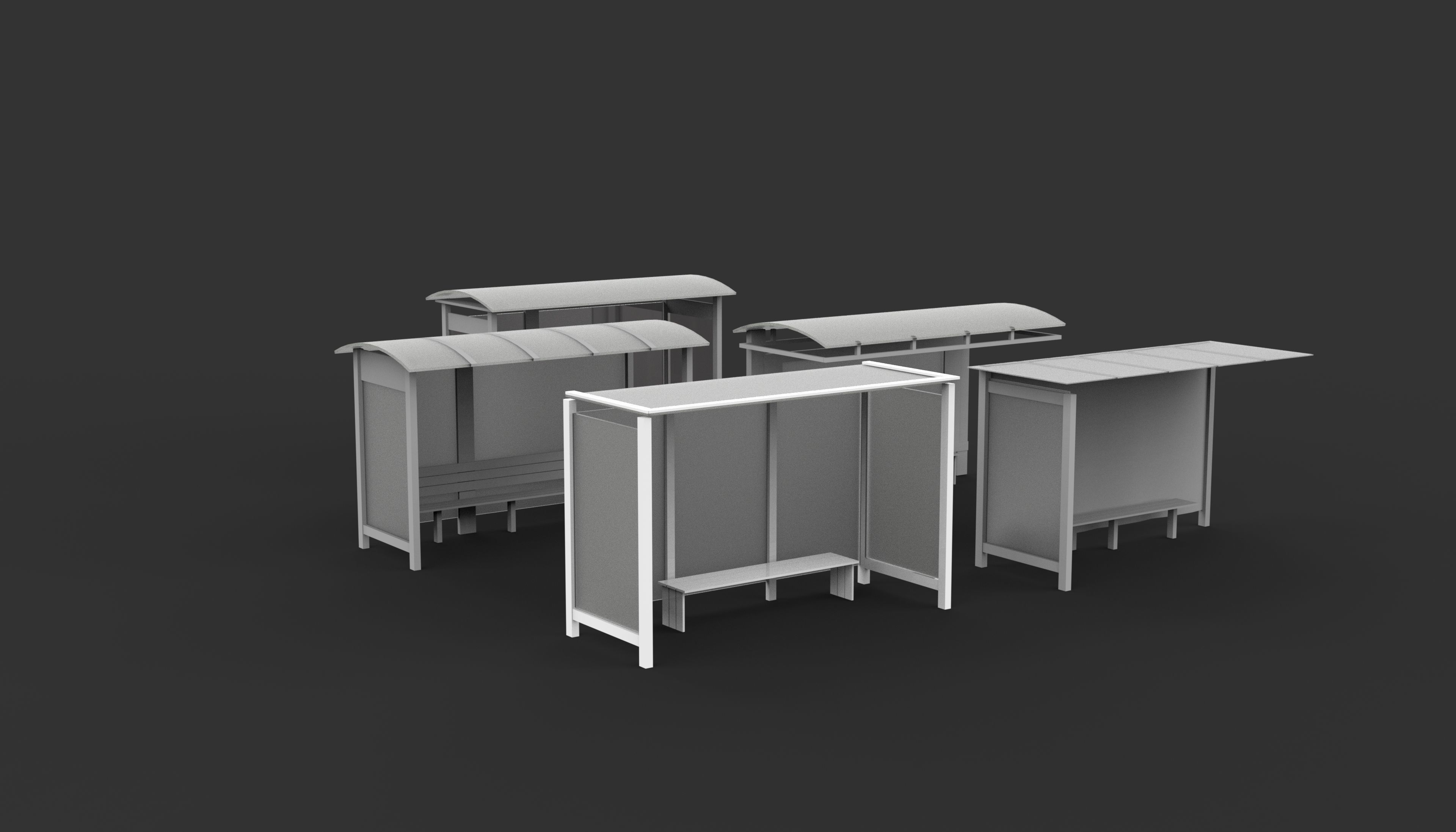 bus stop Low-poly 3D model_3