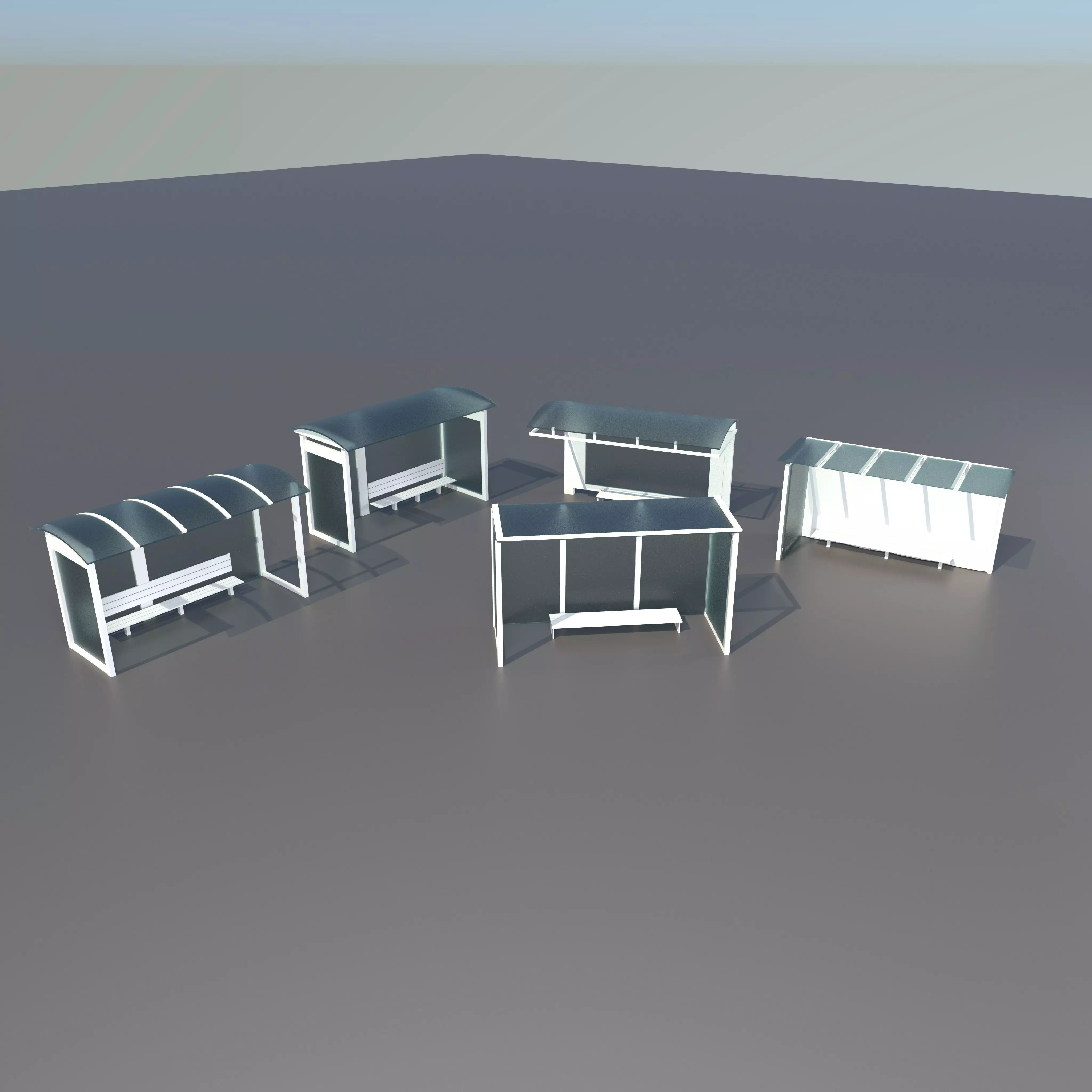bus stop Low-poly 3D model_0