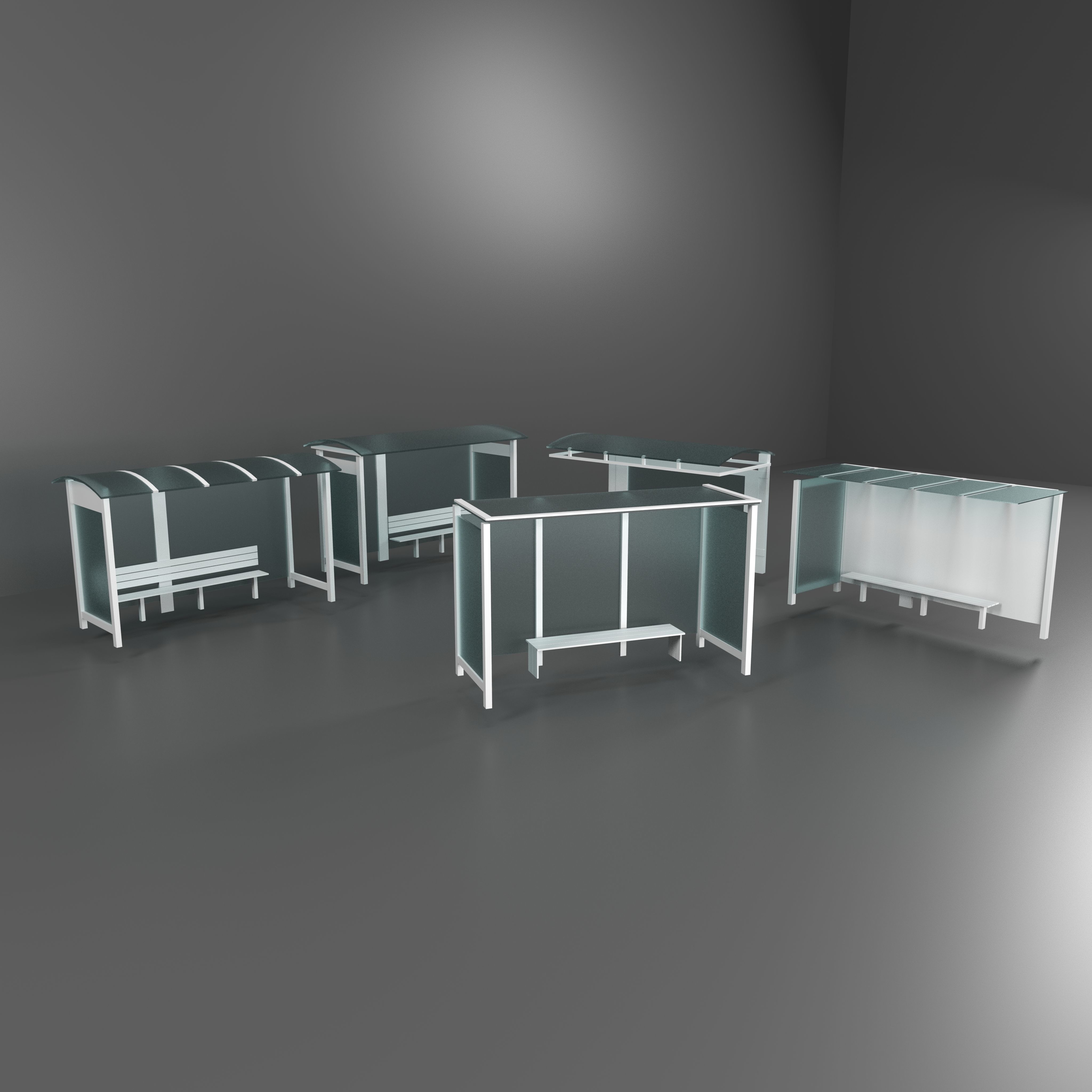 bus stop Low-poly 3D model_6