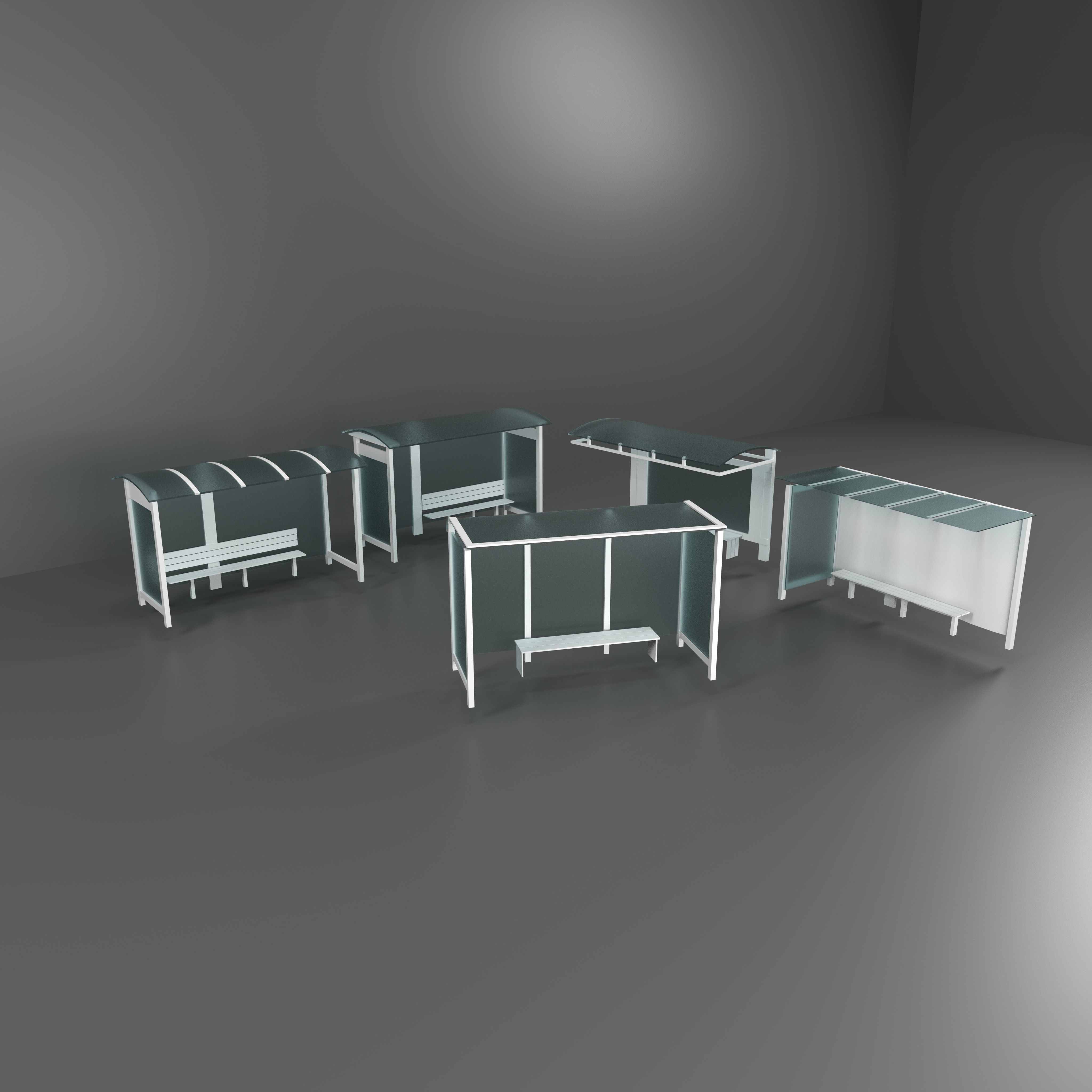 bus stop Low-poly 3D model_5