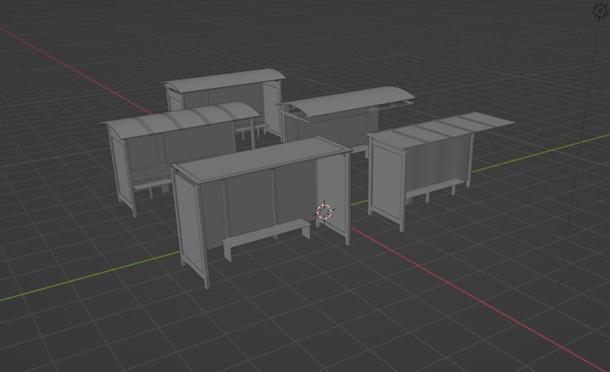 bus stop Low-poly 3D model_7