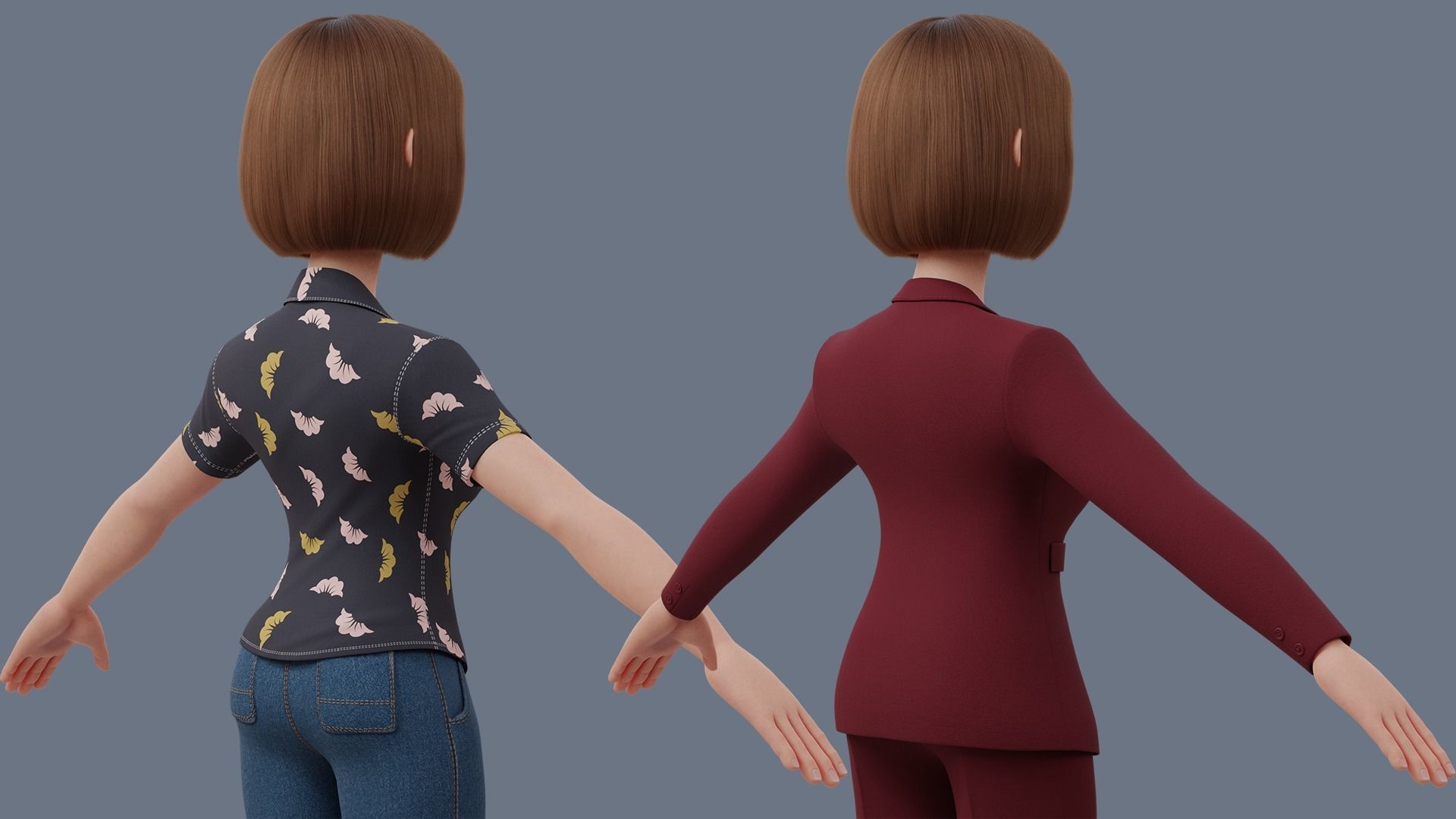 Cartoon woman Rigged 3D model_28
