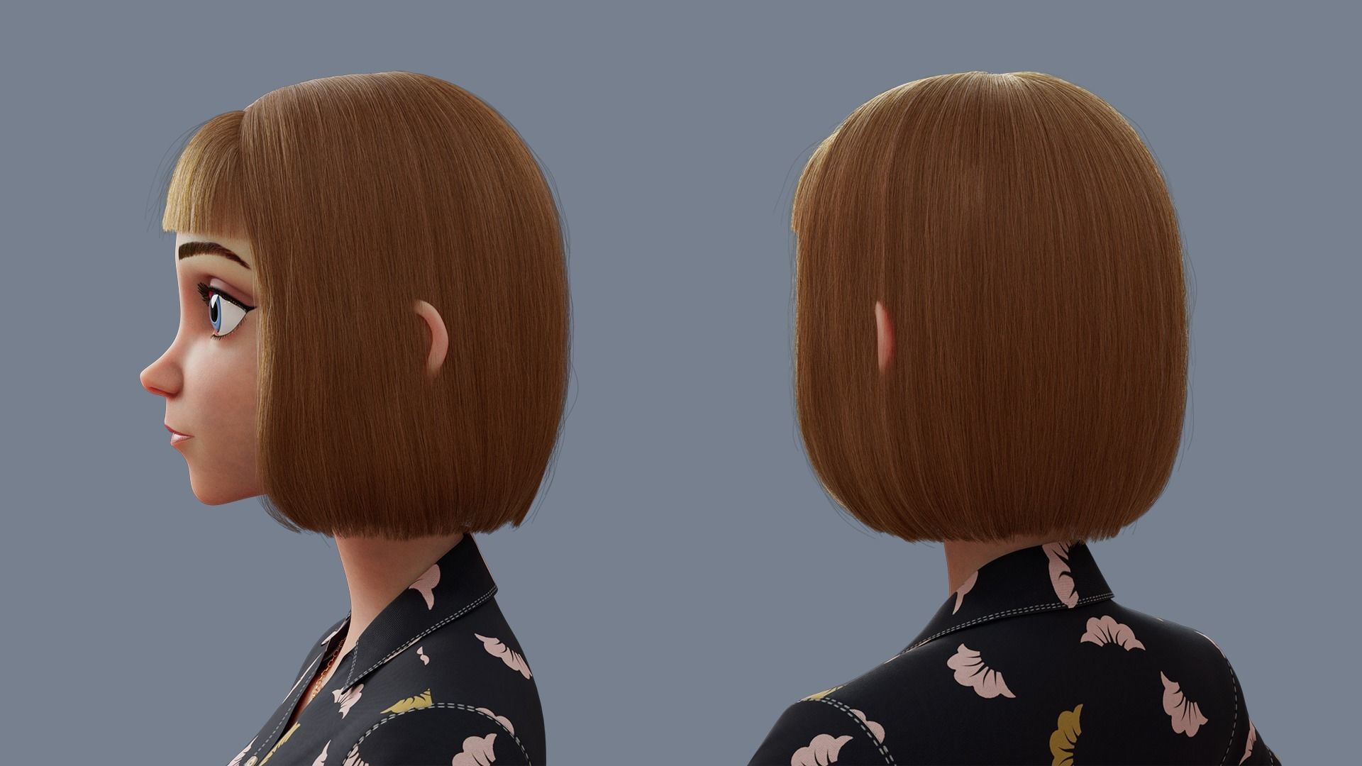 Cartoon woman Rigged 3D model_4