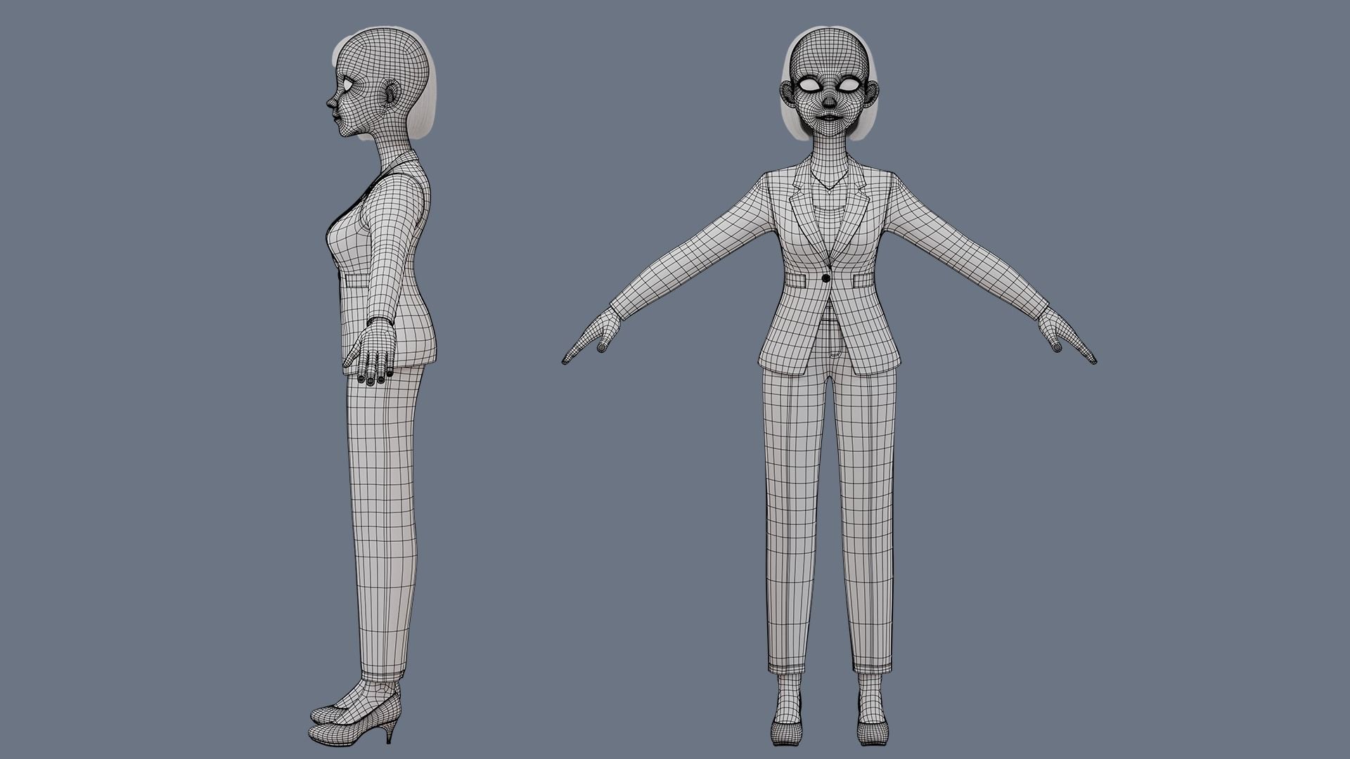 Cartoon woman Rigged 3D model_39