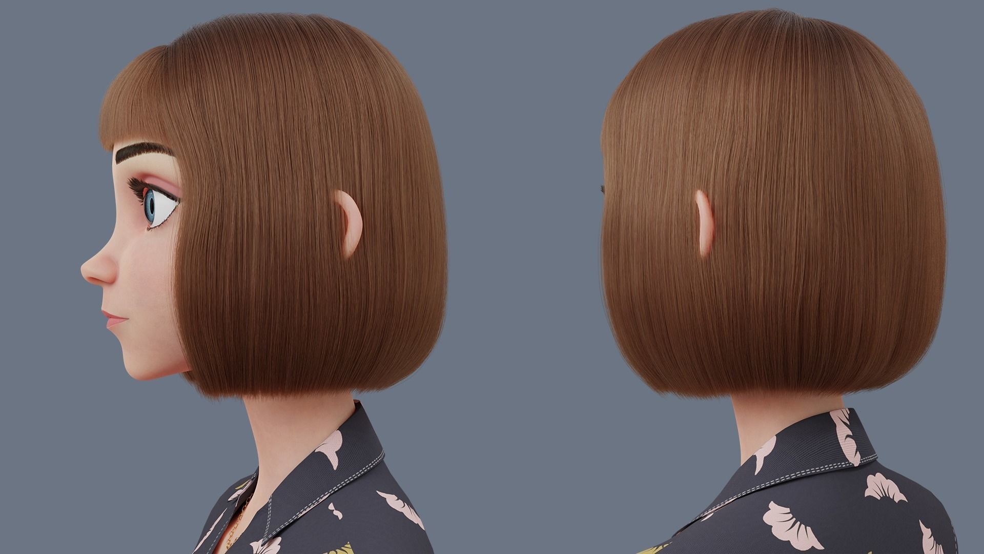 Cartoon woman Rigged 3D model_20