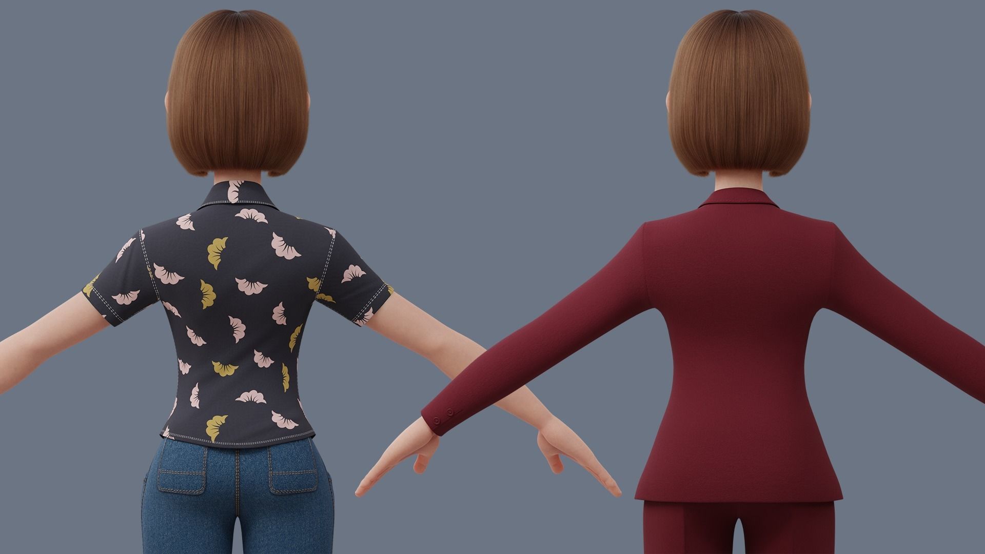 Cartoon woman Rigged 3D model_27