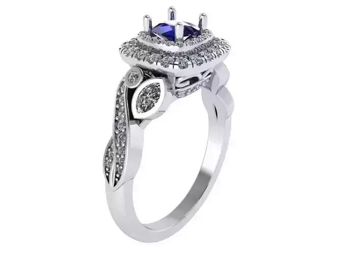Double Halo Twisted Ring 4019