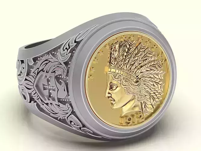 10 dollar indian american coin printable jewelry Ring