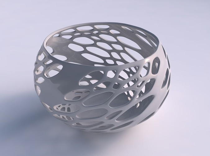 Bowl spheric twistedwith organic lattice with solid sides