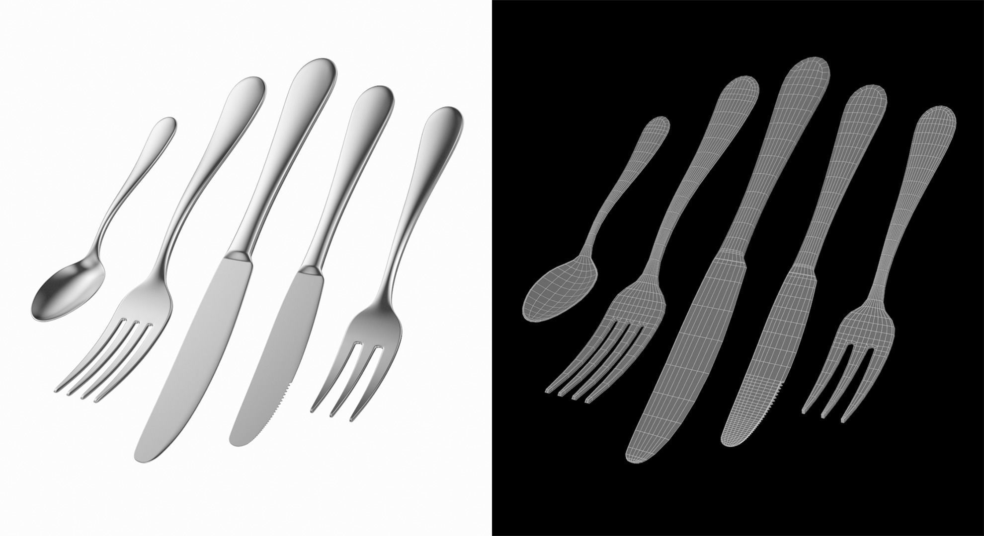 Generic Cutlery 5 Pieces COLLECTION 3D model_2