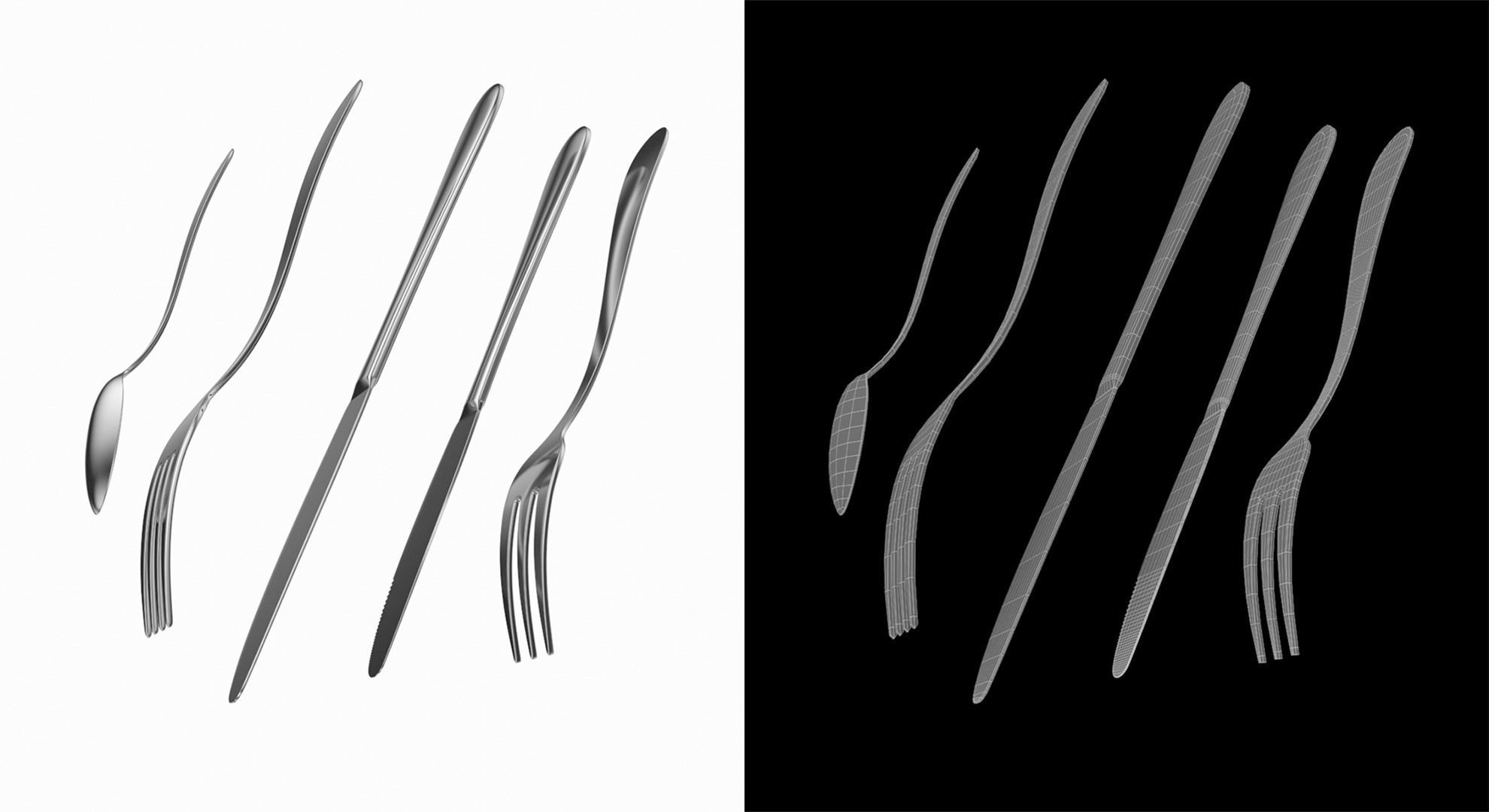 Generic Cutlery 5 Pieces COLLECTION 3D model_5