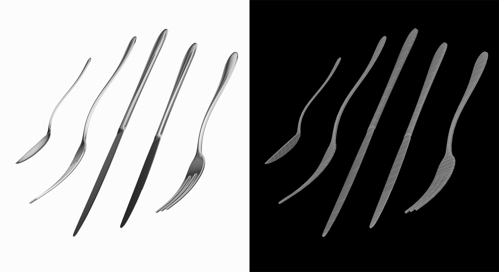 Generic Cutlery 5 Pieces COLLECTION 3D model_9