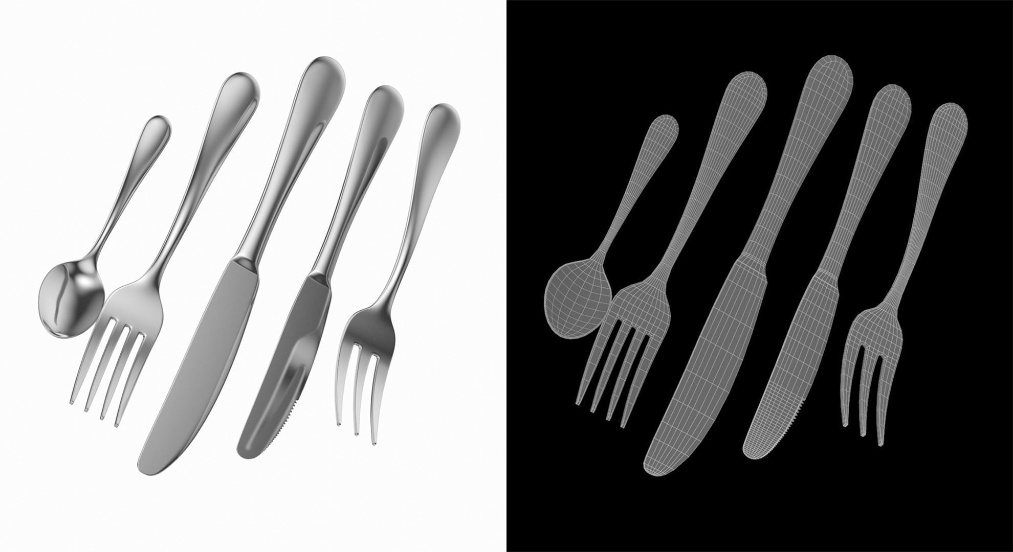 Generic Cutlery 5 Pieces COLLECTION 3D model_3