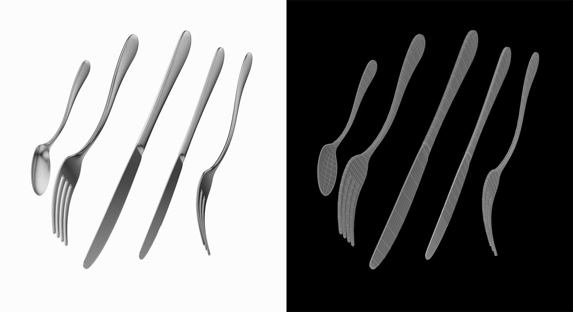 Generic Cutlery 5 Pieces COLLECTION 3D model_4