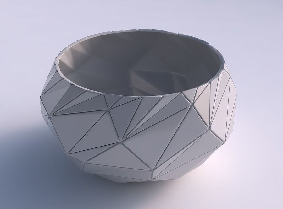 Bowl spheric twisted with random triangle plates 2 3D print model_0
