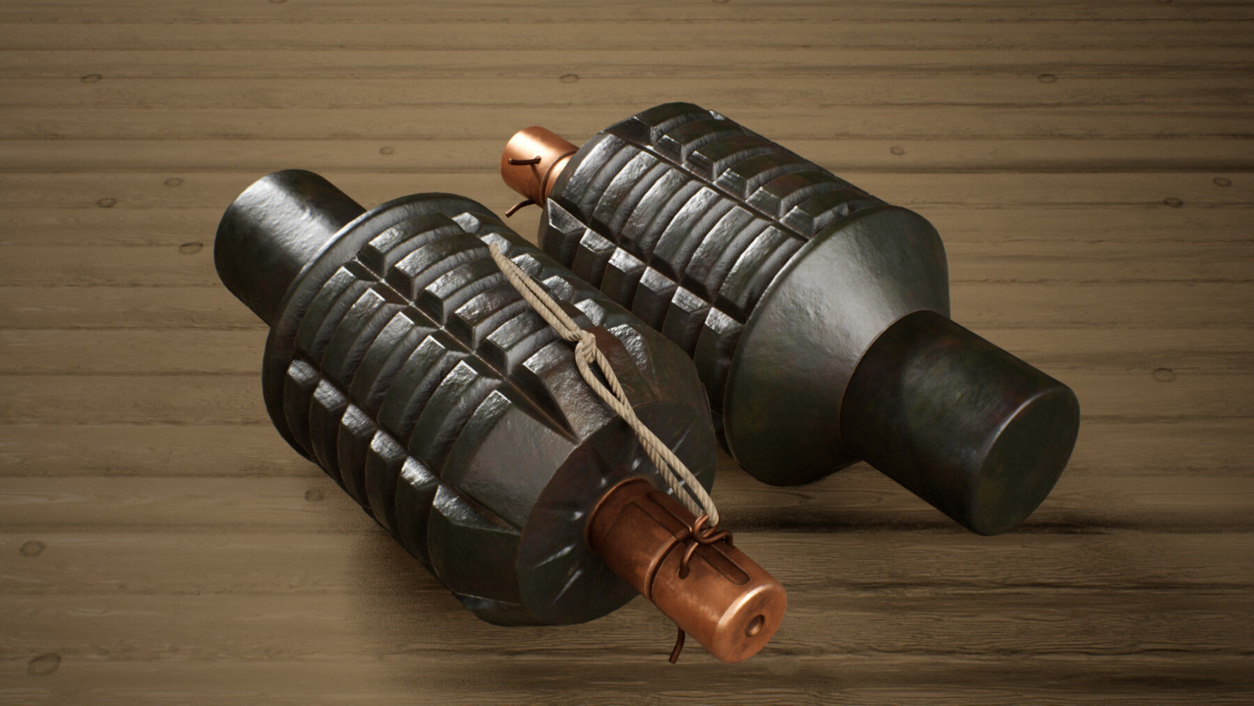 Japanese WWII Grenade Collection Low-poly 3D model_1