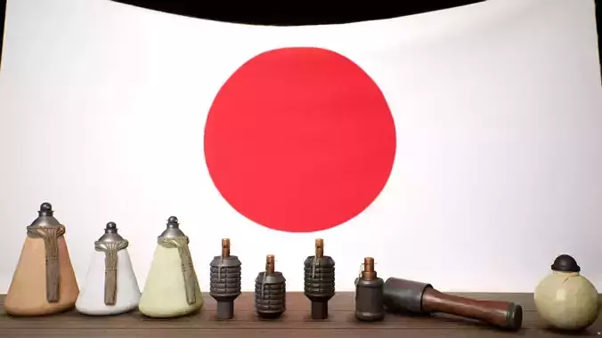 Japanese WWII Grenade Collection Low-poly 3D model