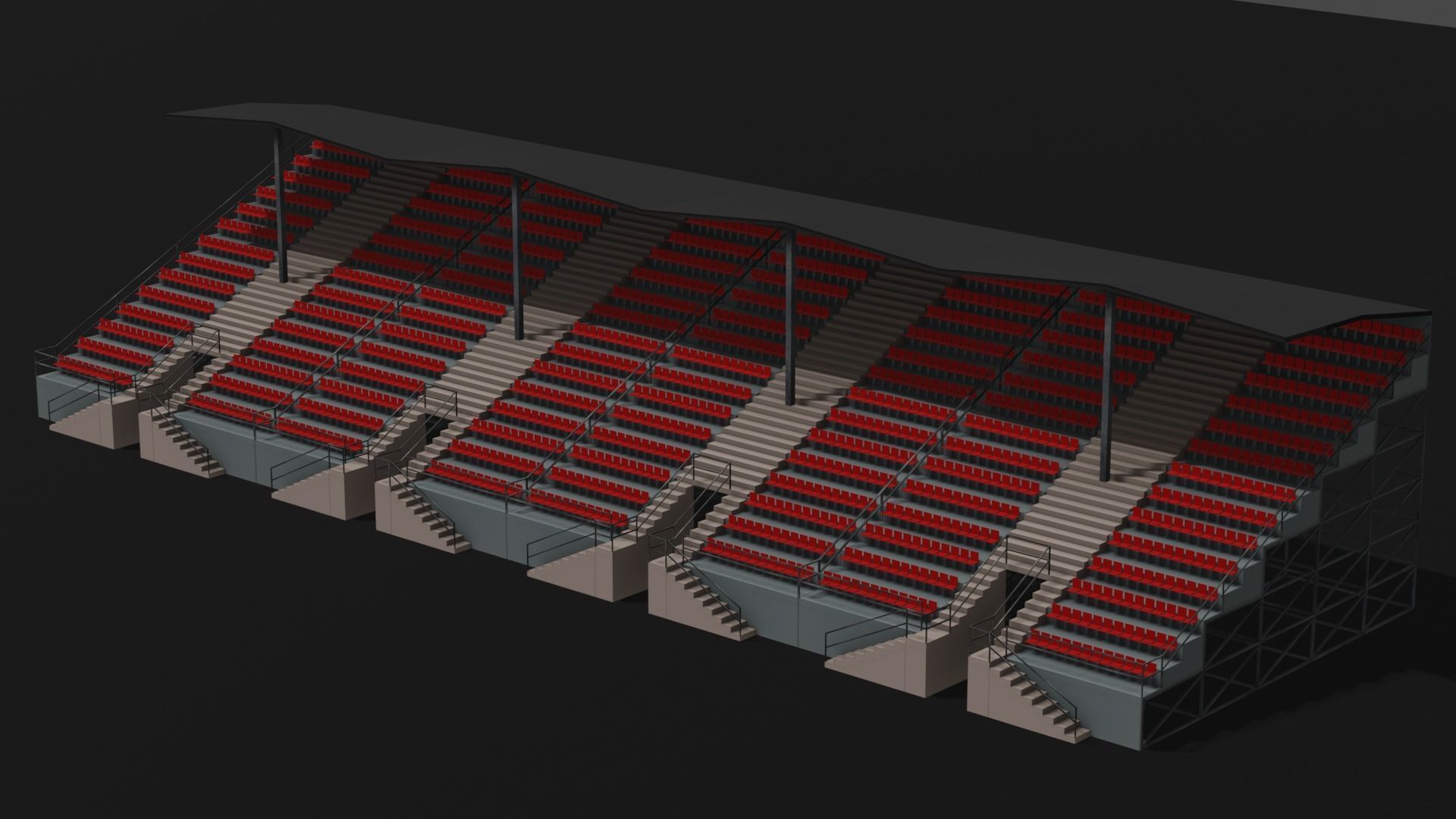 Grandstand Low-poly 3D model_8