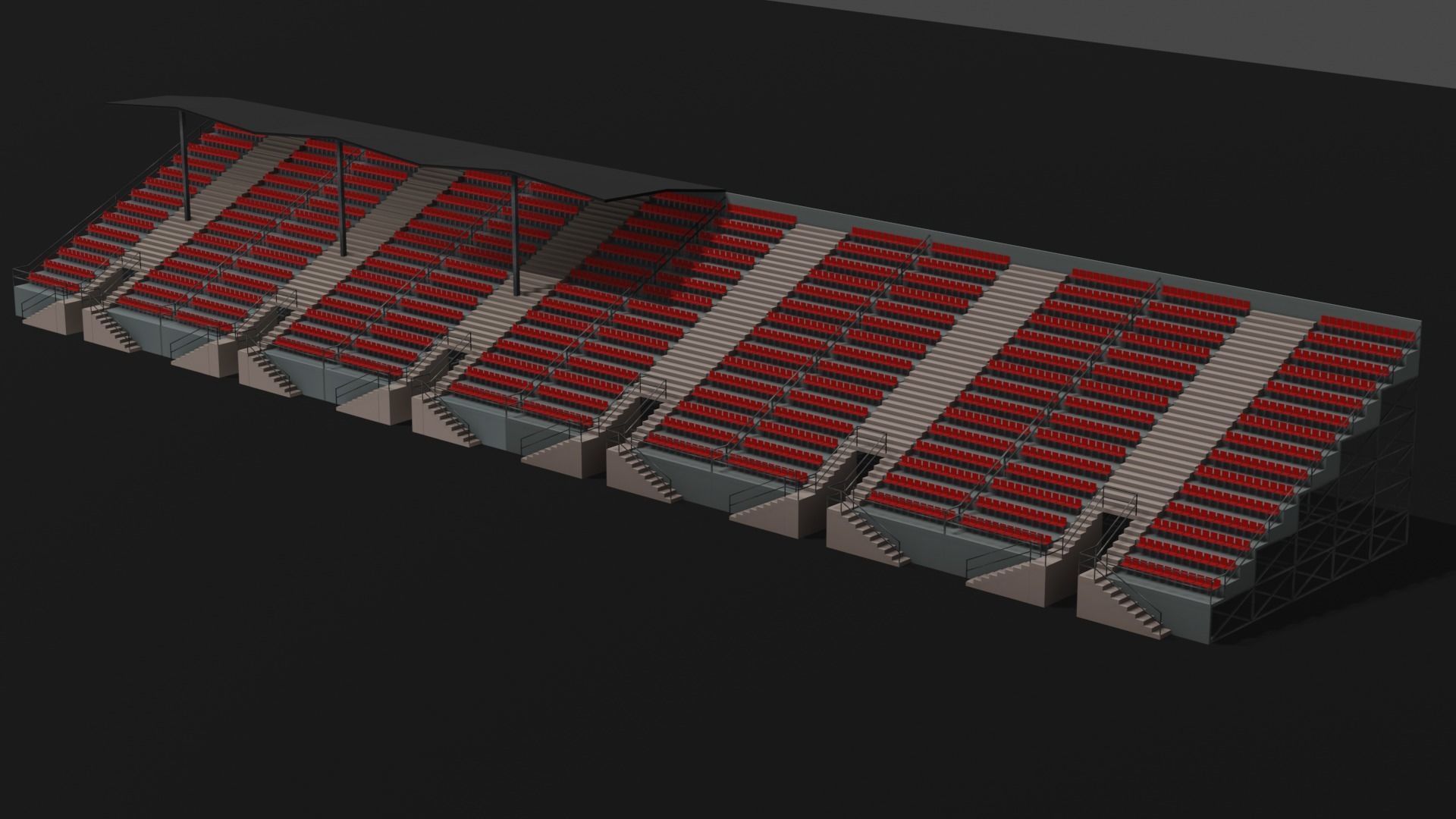 Grandstand Low-poly 3D model_9