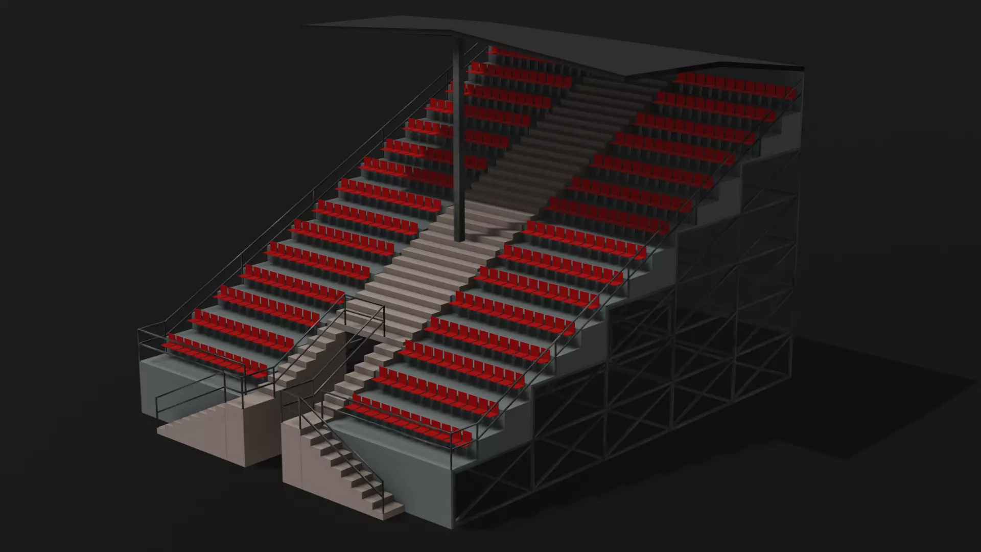 Grandstand Low-poly 3D model_0