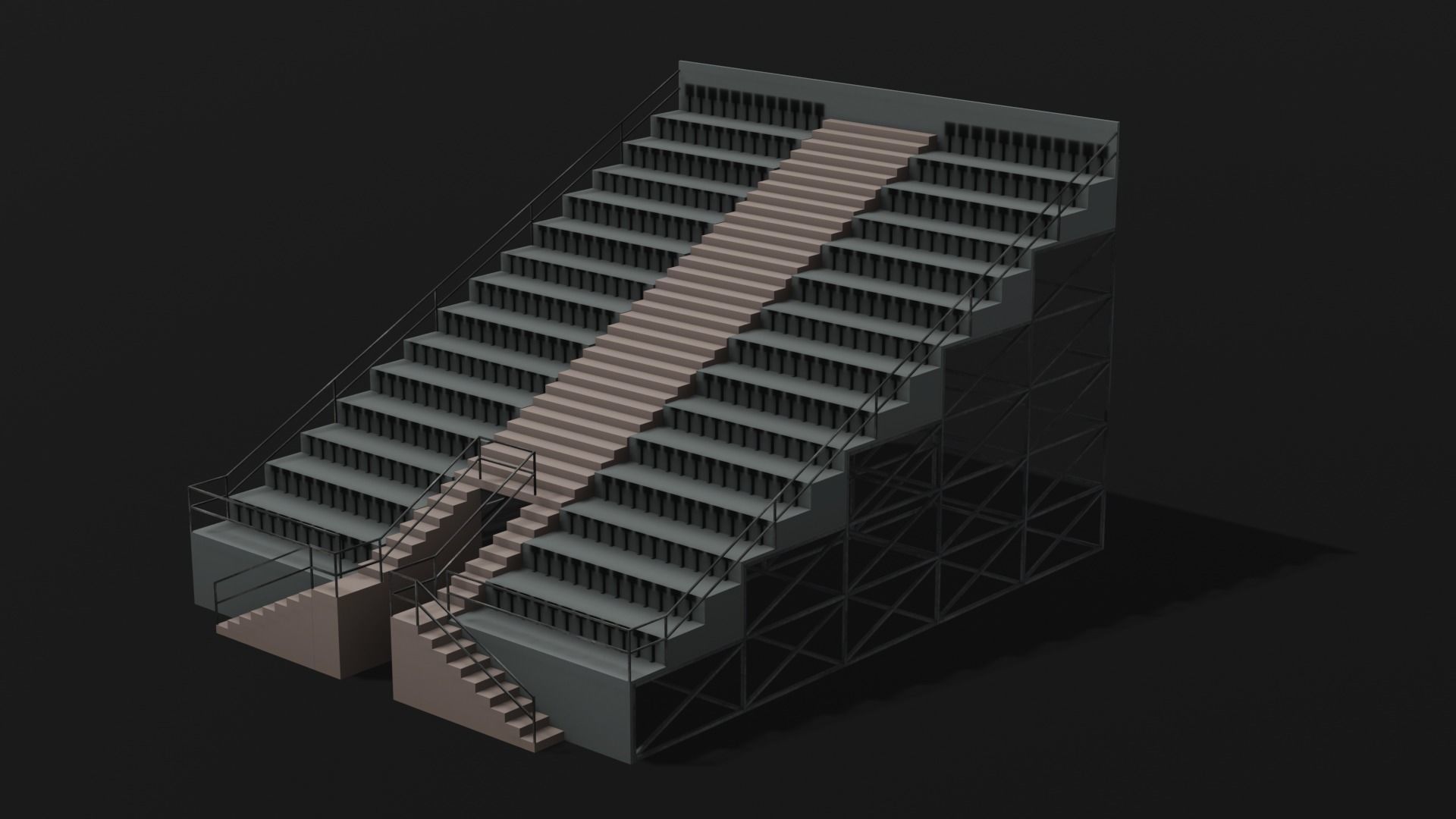Grandstand Low-poly 3D model_5