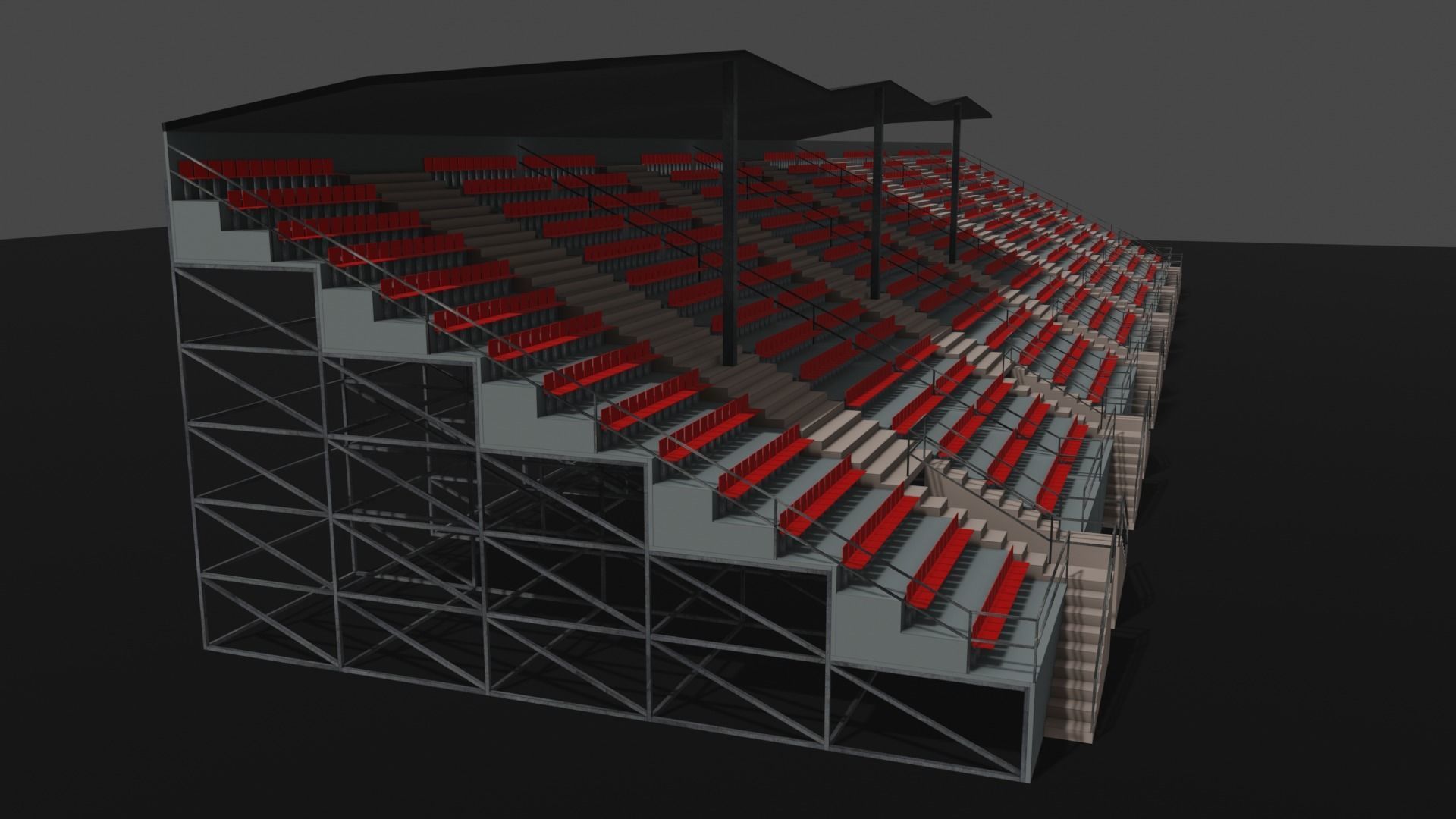 Grandstand Low-poly 3D model_13
