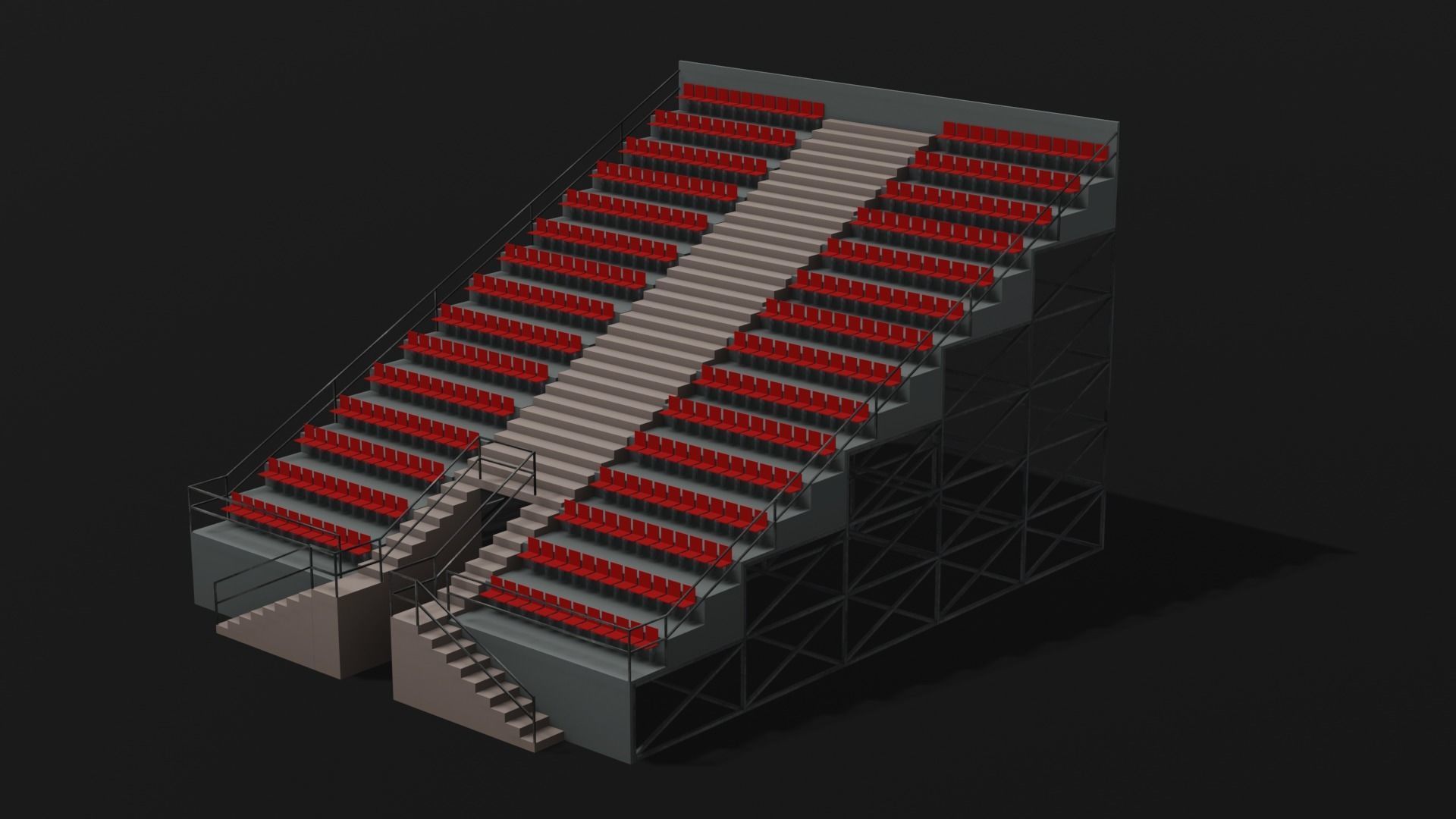 Grandstand Low-poly 3D model_4