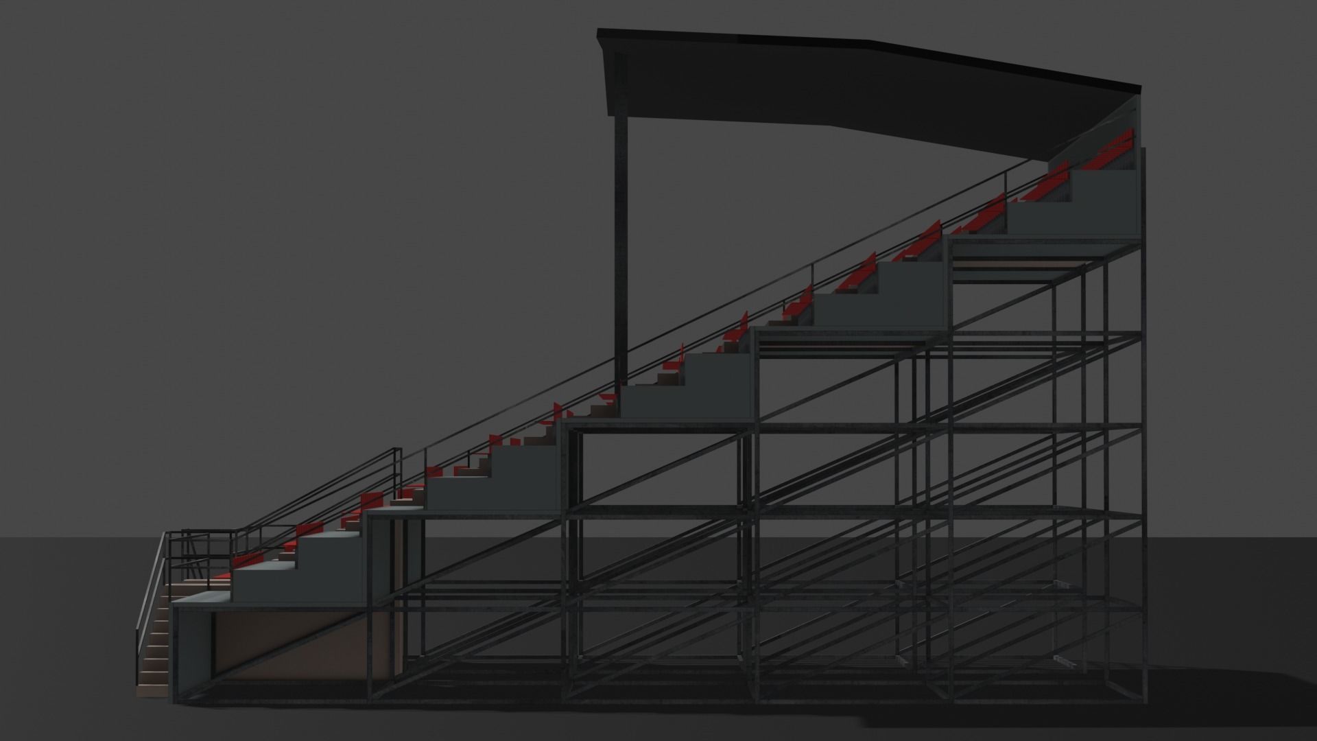 Grandstand Low-poly 3D model_2