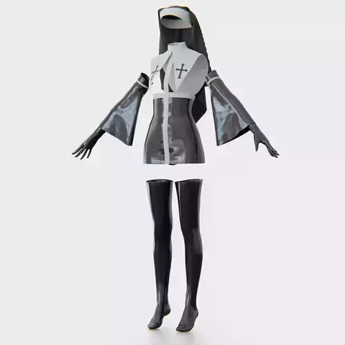 Black BDSM latex Nun full costume set by SoulSnatch Store