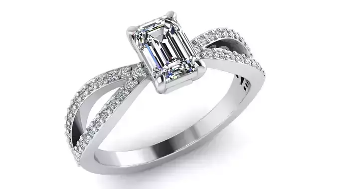 Emerald Engagement Ring With Stones