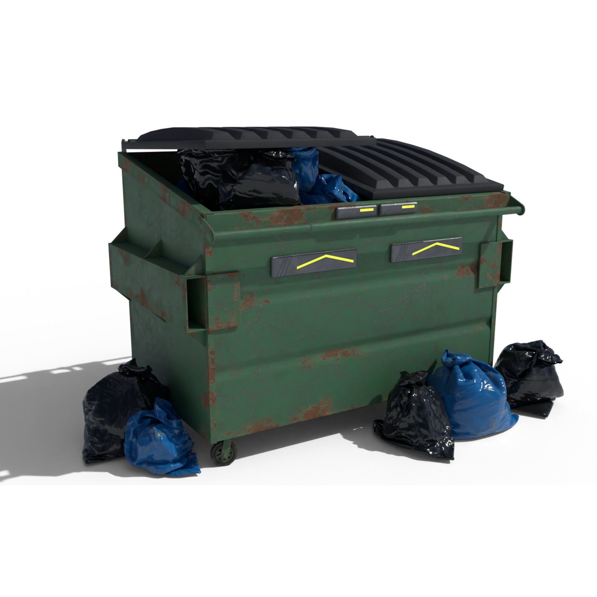 Cyberpunk Garbage Dumpster with Bags 3D model_9