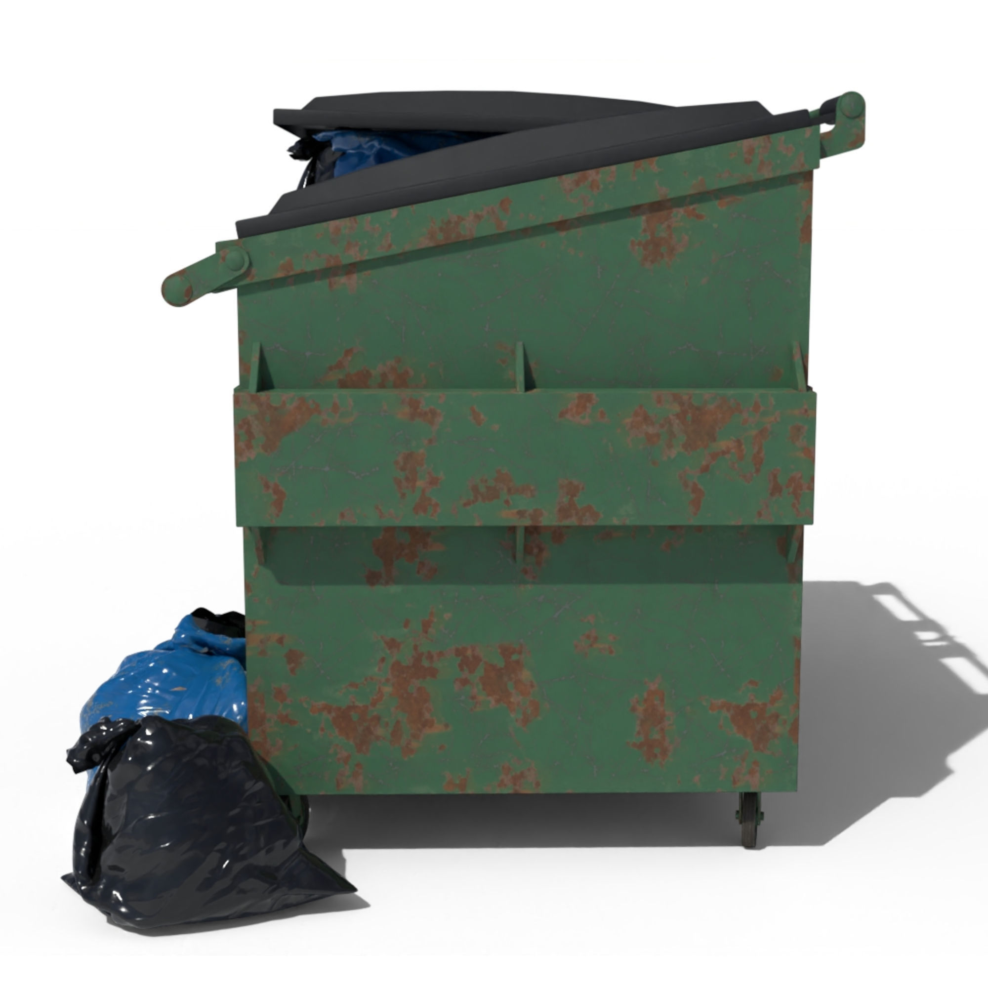 Cyberpunk Garbage Dumpster with Bags 3D model_3